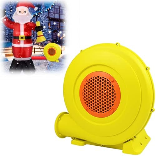 YUENFONG 750W Gebläse Hüpfburg Luftpumpe Elektrische Gebläsepumpe mit Kunststoff Bodennägel Luftgebläse für aufblasbare Spielzeuge(580m³/H 2100Pa, Gelb)