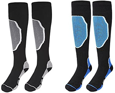 TTPSRY Chaussettes de Ski 2 Paires Homme Femme Chaussette de Snowboard Chaudes D'hiver Haute Performance Chaussettes Thermiques Longues Sport Épais et Respirant pour Ski, Patinage, Trekking (A1)