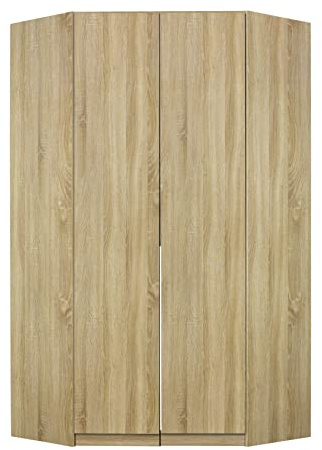 Rauch Möbel Alabama, Eckschrank, Farbe Eiche Sonoma, Breite 117 cm | Eckkleiderschrank, 2-türig, Zubehör Basic, für Schlafzimmer, Kinderzimmer, Hauswirtschaftsraum, Garderobe, Flur
