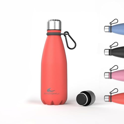 Daikoku - Edelstahl Wasserflasche | 100% Auslaufsicher | Hält 12 Stunden Heiß, 24 Stunden Kalt | BPA-Frei und Gesund | Modische Farbe, Ideal für Alltag und Outdoor | Korallenfarbene | 350 ML