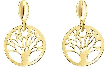 forme di Lucchetta - 9 Karat Gelbgold Lebensbaum Ohrringe | Leichte Ohrhänger, Gold Ohrringe Damen 375 Echtgold, Hochwertiges Schmuck hergestellt in Italien