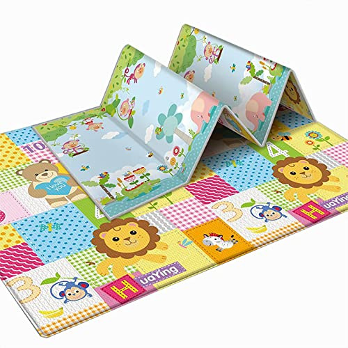 Awoeorsty Alfombra Bebe Acolchada Plegable para Juegos, Colchoneta de Juegos, Grande Alfombra Niños, Alfombra de Juegos de XPE, 180 x 100 x 1cm (OA129)