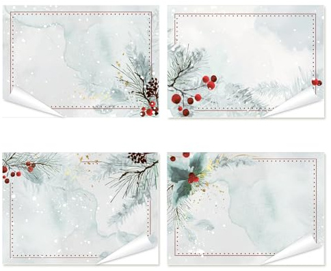 Weihnachtsetiketten zum Beschriften, 100 Stück: Weihnachtssticker, Sticker Namen Weihnachten, Weihnachtsaufkleber Selbstklebend, Geschenkaufkleber, Weihnachtliche Aufkleber Geschenke, 7 x 5 cm