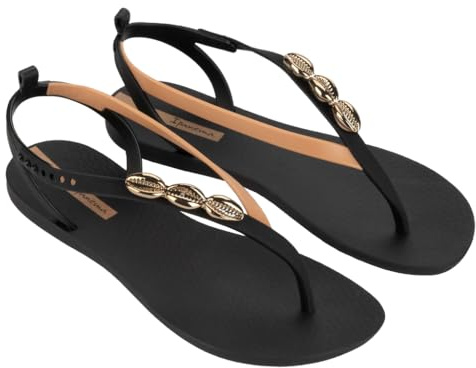 Ipanema Tongs de piscine, caoutchouc, t-shirt antidérapant, lanières à la cheville, pelle, fines, élégantes, pour femme, beige, 40 EU