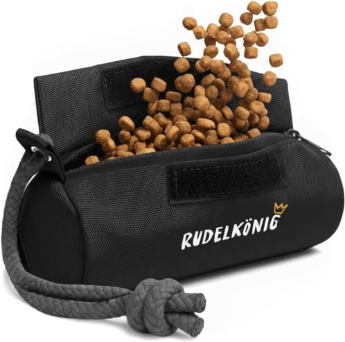 Rudelkönig Futterbeutel Hundetraining - Apportierbeutel für Hunde | Futterdummy mit Klett & Reißverschluss - für Nass- und Trockenfutter - robust & strapazierfähig