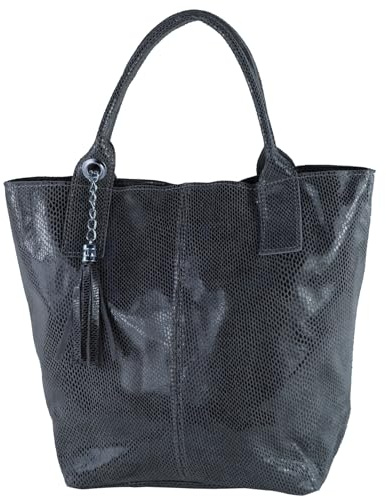 modamoda de T248 Damen Leder Schultertasche Shopper Large mit Innentasche, handmade in Italy