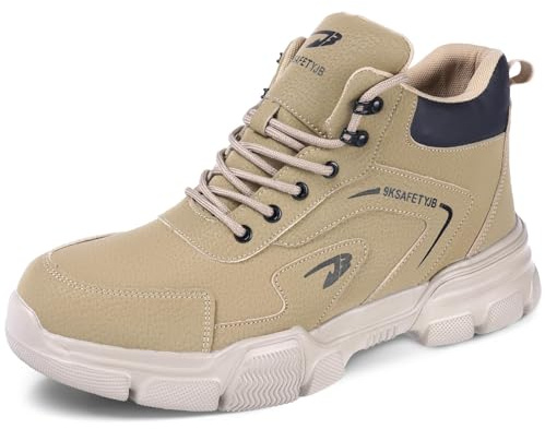 OFFCUP Scarpe Antinfortunistiche Uomo Donna, Sicurezza Scarpe da Lavoro, Pelle Sportive Sicurezza Scarpe con Punta in Acciaio Invernali Scarpe Protettive Industriali Antiscivolo Impermeabili Taglia:40