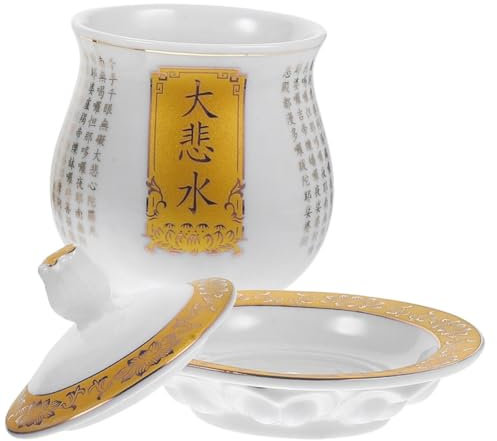 GOOHOCHY Tasse D’eau Bouddhiste Tasse De Culte Céramique Motifs De Lotus Relief Pour Temple