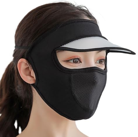 SUIOPPYUW Atmungsaktive und Bequeme Maske UV Rad Sonnenschutz Facekini Ice Silk Bequeme und atmungsaktive Ice Silk Maske, Schwarz