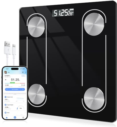 AOOWU Scales for Body Weight Composition Analyzer & Digital BMI Monitor,Bathroom Scales with App, High Precision Scale for Body Fat, Muscle Mass, Weight Loss & Fitness Tracking