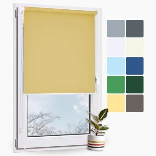 Rollmayer Klemmfix Rollo ohne Bohren Classic Honig B40 x H130cm | Seitenzugrollo Sichtschutz Lichtschutz Sonnenschutz für Fenster und Tür Rollo Innen