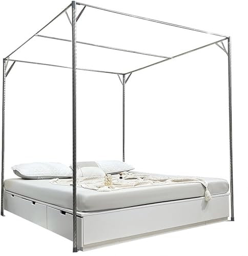 Himmelbettrahmen-Pfostenstangen, Doppelbettrahmen in voller Größe, Baldachin, strapazierfähiger Himmelbettrahmen aus Metall, Kingsize-Bett, Queensize-Bett, klein (Größe: Doppelbett)