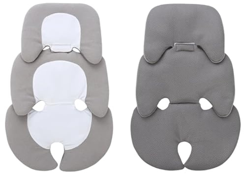 Universal Baby Stroller Seat Cushion Infant Seat Insert Into Head Body Support Soft Comfortable Pushchair Seat Liner Warm and Thick-Filled Baby Safety Seat Cushion for Pram (Gray and White)