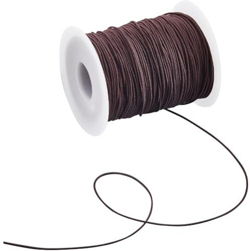 SUNNYCLUE 1 rulle 109 m/100 m elastiskt snöre i polyester, 0,8 mm, töjbart band, bulk, kokosbrunt, armband, sömnadslinor med spole, smycketråd för armband, halsband, smyckestillverkning, hantverk