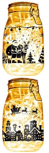 CREATCABIN 6 Stück Weihnachtssilhouetten Für Einmachgläser Dekor Aus PVC Lasergestanzte Silhouetten Scrapbook Pappsilhouette Ornamente Geschenke Weihnachten Für Gläser Laternen 20x9cm Ohne Aufkleber