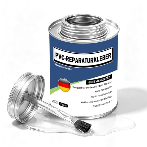 Gewebeplanenkleber Quellschweißmittel für Weich-PVC, 235ml Wasserbeständig Transparent PVC Kleber für LKW-Planen, Bootsplanen, Zelte, Ideal für Außenbereich