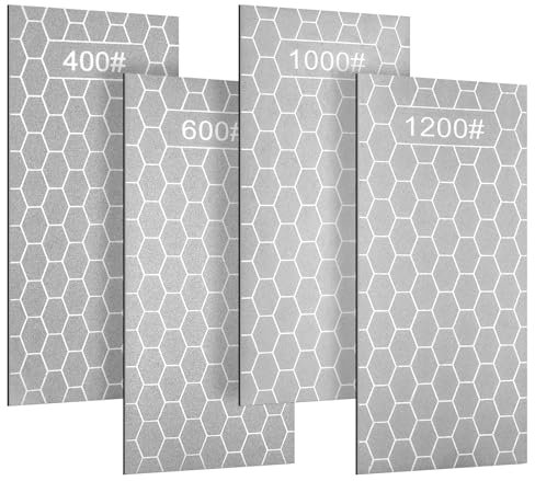 Aolso 4 Pezzi Pietra Diamantata per Affilare Coltelli,Pietra Affilare Nido d'ape,Pietra Affilacoltelli Professionale per Coltelli da Cucina Forbici Rasoi Spade,Granulometria 400/600/1000/1200