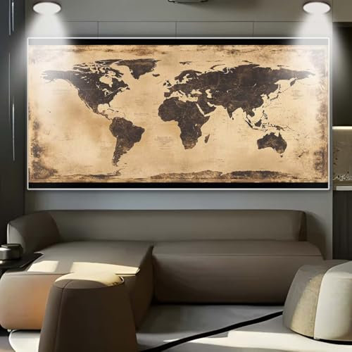 Diamond Painting Mappa del mondo Grandi Dimensioni 60x150cm Diamond Painting Kit Completo con Numeri passatempo per adulti mosaico Ricamo a Punto Croce per Decorazione da Parete di Casa Regali B16