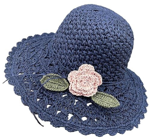 SRZYMJ Marine Kentucky-Hüte aus Organza, Vintage-Stil, Sommer-Sonnenhut, Glocke, Bowlerhut, Derby-Fascinator, Marineblau, Medium Sonnenhut Damen Beige Fischerhut Bunt Damenhüte Elegant