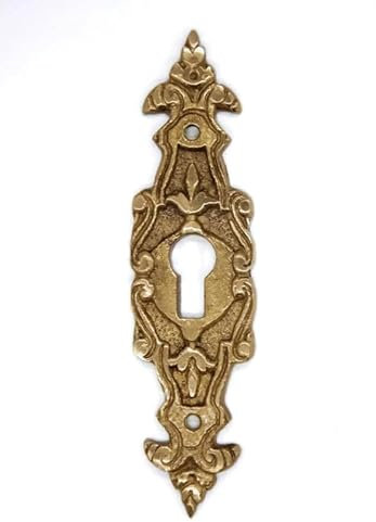 Ornate Straight Blank Brass Escutcheon Key Hole Cover Surround Clock Long Case