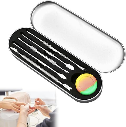 5 PCS Wax Carving Tools Professional Sculpting Tools Dab Stainless Steel Set with Metal Case Easy to Hold Dab Tool Durable Clay Tools for Jewellery Sculpting Modeling Scraping (Silver)