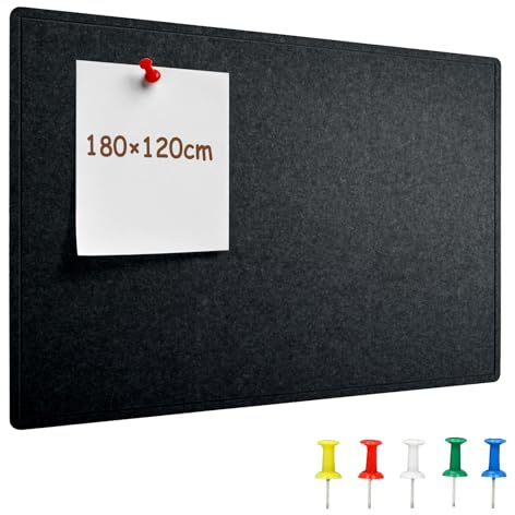 uyoyous Große Filz Pinnwand Selbstklebend, 180 x 120cm Filzboard mit 30 Pinnadeln, 0.9cm dick Pinnwände, Filzboard Memotafeln, Korkwand, Memo Boards Bulletin Board, Wanddekoration für Büro