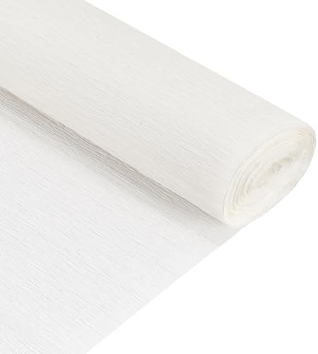QUARKZMAN Rollos de Papel Crepé de 2,4 M de Largo y 50 cm de Ancho para Colgar En Fiestas, Decoración de Bricolaje, Suministros de Bricolaje, Blanco, Paquete de 2