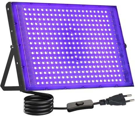 UV Schwarzlicht Strahler 300W, LED Schwarzlichtlampe UV Fluter mit Stecker, IP66 Wasserdicht Flutlicht für Disco Glow Party Bar Blacklight Party