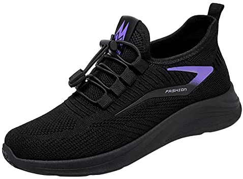 Fannyfuny Damen Sneaker Weite K Schlupfschuhe Fitnessstudio Sportschuhe Strandschuhe Leicht Und Bequem Ergonomischer Schmerzlinderungs-Schuh Atmungsaktiv Barfußschuhe Einfarbig Flache Joggingschuhe