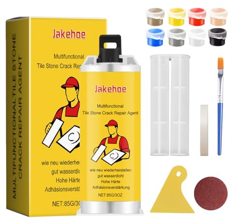Kit Riparazione Piastrelle,85g Kit di Riparazione in Porcellana,per Doccia Ceramica e Smalto,Crepe Graffi Fori (Bianco)