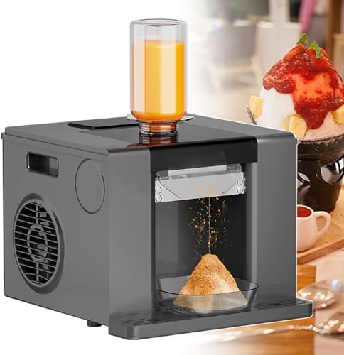 Macchina Tritaghiaccio Elettrica Professionale Da 280 W - 60 Kg/Giorno, Macchina Professionale Per Ghiaccio Tritato Professionale, Con Pulizia Automatica E Raffreddamento Ad Aria,Black
