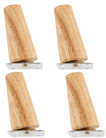YZWHKJ Möbelfüße Holz,Stuhlbeine Holz 4 stücke Massivholz Möbelbeine schräg geraden Füße Sofa Couchtisch Kabinett Bein mit Metallplatten Schrauben 8/15 / 20 cm hoch(High 8cm Slant)
