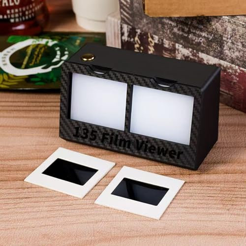 THYXGS LED-beleuchteter Diabetrachter, Filmbetrachter, 3 Helligkeitsstufen Einstellbar, Inklusive 10 135er Filmklammern, Für 10 X 5 cm Große Karton- Und Kunststoff-Filmklammern