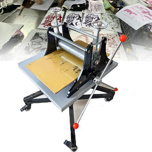 Linoldruckmaschine für Druckherstellung, Handhebel-Design, Pressplatte 320 x 500 mm, für Holzblock- und Linoldrucke