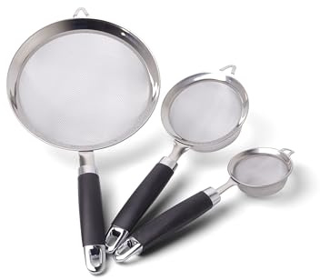 Lot 3 passoires inox manche soft touch - 7 cm / 10 cm / 18 cm
