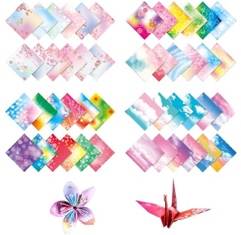 Set origami 200 pezzi di carta giapponese origami colorata per bambini fai da te vari modelli quadrati colori casuali
