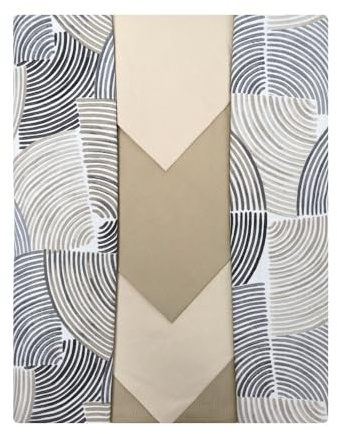 Tovaglia con Tovaglioli in 100% Cotone per 6-12-18 Persone, Servizio da tavola, Tovaglia Rettangolare, Tavolo da Pranzo, Cucina, Feste, Made in Italy (Modern - Grigio/Tortora, x6 (150 x 180 cm))