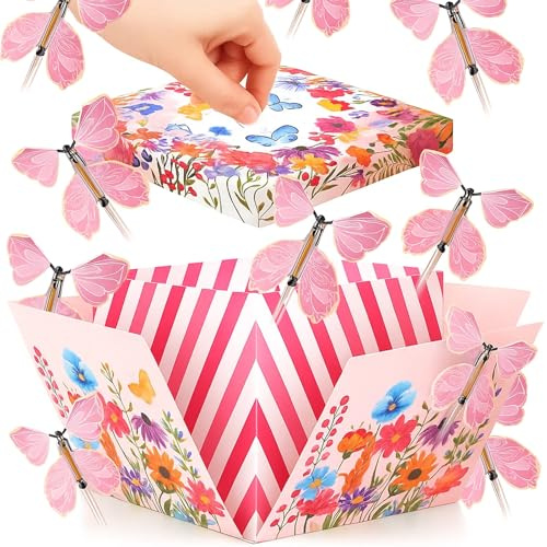 Explosion Gift Box, Surprise Gift Box Explosion With 8PCS Flying Butterflies, Creative DIY Gift for Family, Friends, Christmas, Valentine's Day, Birthday, Wedding Proposals