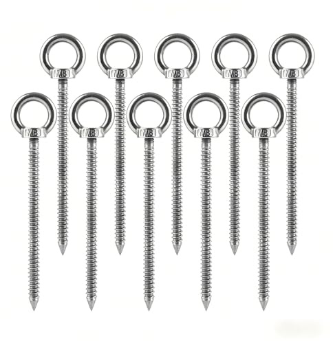 STARVAST 8 tornillos de ojo M8, rosca exterior de acero inoxidable, tornillos de anillo largos, tuerca anular de 60 mm, tornillo de ojo M8, gancho de tornillo para fijación, colgar, interior, exterior