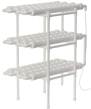 Bdneygtyr Hydroponic Tower 108 växter, vertikalt hydroponiskt system med vattenpump, 3-våningshorn för inomhusträdgårdsskötsel, komplett set inklusive växtkorgar och näringssvampar, vita