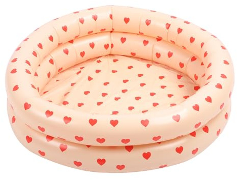 Adfaga Piscine Gonflable Ronde Vintage en Forme de Coeur épaissie en PVC Pataugeoire pour bébé pour Les Tout-Petits Utilisation intérieure et extérieure Rose 34,3 Pouces