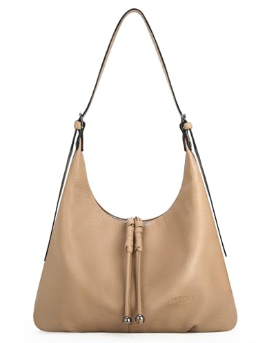 PARAURORA Vintage Schultertasche Damen, Veganem Leder Tote Tasche Hobo Bag, Umhängetasche für Arbeit Schule Shopper Lässige