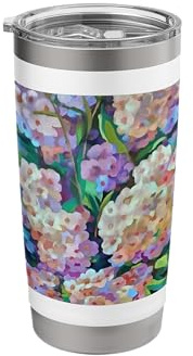 Artistic Hydrangeas Hortensia Floral Abstract Art Stainless Steel Insulated Tumbler