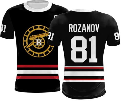 Heated Rivalry Merch Rozanov 81 Hockey Schwarz Jersey Unisex O-Ausschnitt Kurzarm Fashion Casual Tee Shirt Sport Mode Hip-Hop Streetwear Top Sport-T-Shirts für Damen & Männer Kinder