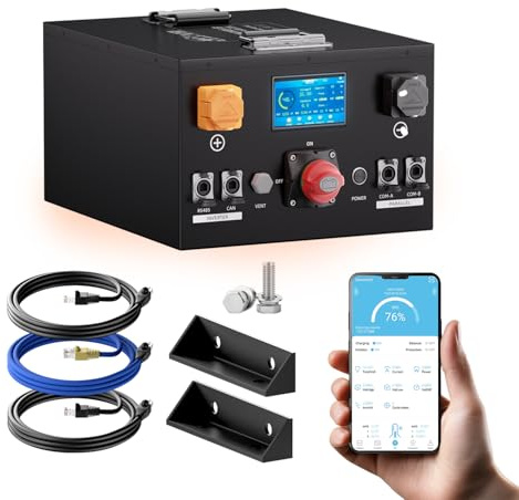 Mjbsan Batería de litio LiFePO4, 24 V, 320 Ah, autocalentamiento, 200 A BMS integrada, compatible con CAN/RS485,8192 Wh, carga de -20 ℃, para autocaravana, fuente de alimentación de emergencia, solar