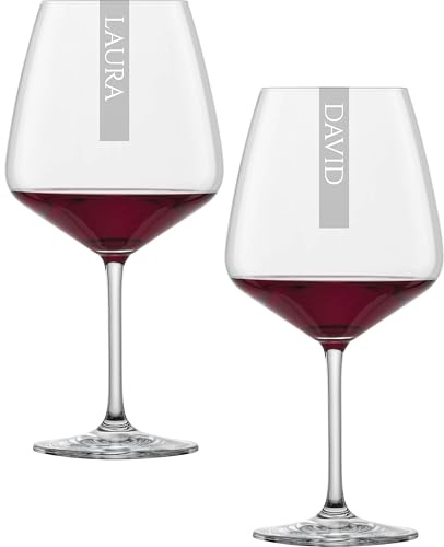 2x Burgunderglas mit Gravur Namen | Taste Burgunderglas 782 ml | personalisiertes Weinglas mit Lasergravur | spülmaschinenfest | 2er Set