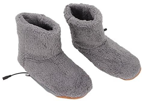 Chrees Usb Electric Heat Shoes, Heating Slipper Boots, Uppvärmd Fotvärmare, Plyschdesign, Uppladdningsbar, Halkfri, Varmt Lurvigt För Hemmakontorsresor Användning Bekväm Värme (Grå)