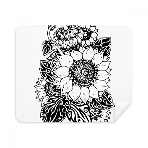 DIYthinker Sonnenblume Schwarz-weiße Blumen-Anlage Telefon Bildschirmreiniger Gläser Reinigungstuch 2Pcs Suede Fabric