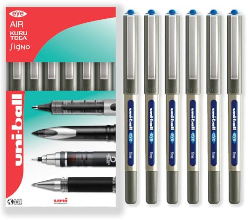 uni-ball EYE - UB-157 Rollerball Pens - 0.7mm Nib - In Gift Box Packaging (Pack of 6, Blue)