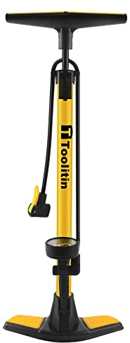 TOOLITIN Bodenradpumpe mit Manometer, 160 PSI Hochdruck, Fahrradpumpe kompatibel mit Presta und Schrader Ventil, Fahrrad Reifenpumpe für Rennrad, MTB, Hybrid, Kugeln